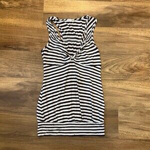 American Rag Y2K Tank Top Womens S/M Brown & White Striped Twist Front